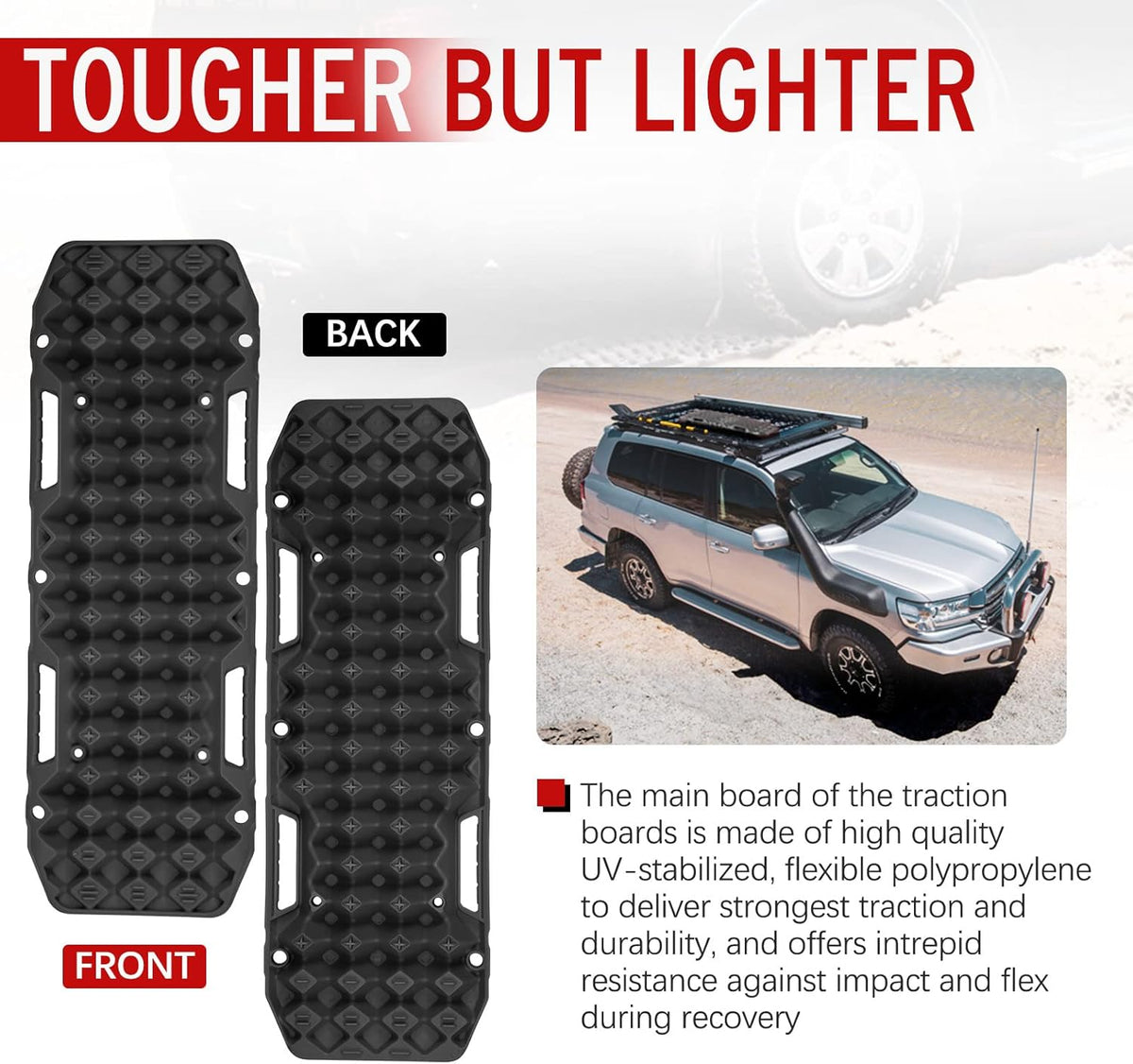 Black Off-Road Traction Boards Pair Recovery Tracks G79609