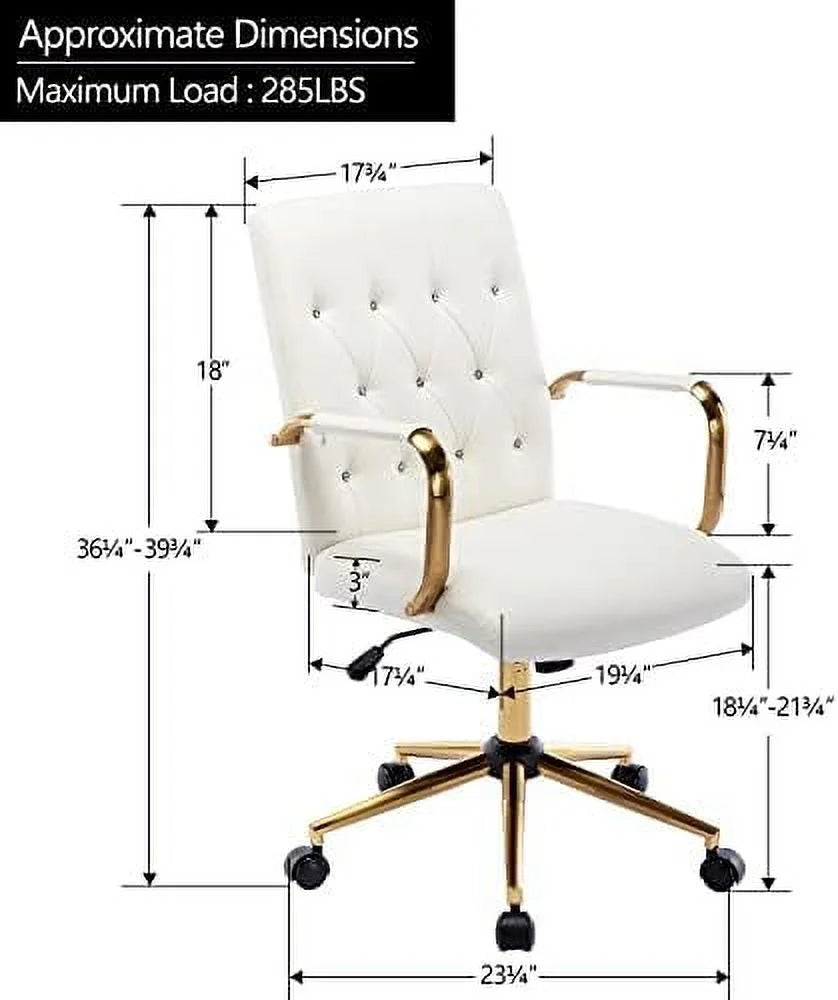 White PU Leather Office Desk Chair with Wheels K82832