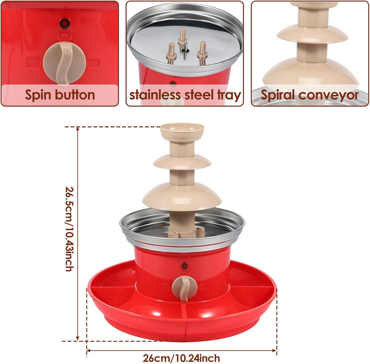 3 Layer Stainless Steel Chocolate Fountain 17oz Capacity B92884