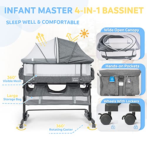 Grey 3 in 1 Baby Bassinet with Mesh Wall R97460