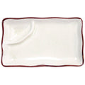 Creamy White Rectangular Plate with Triangular Sauce Compartment, Box of 24 F855