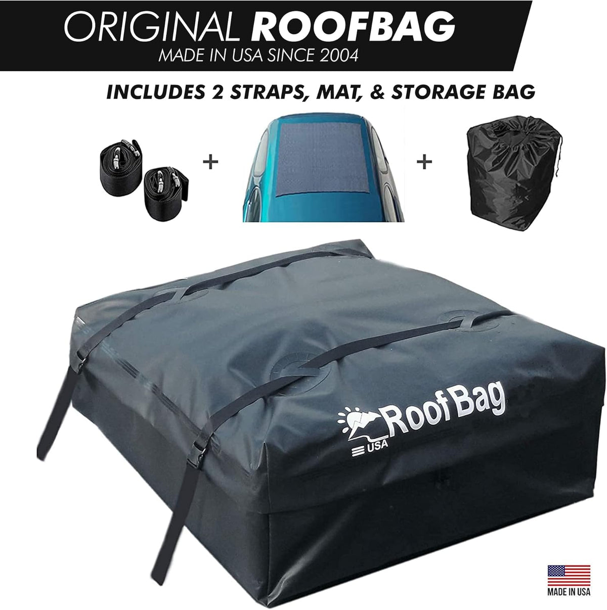 Waterproof Car Roof Bag 15 cu. ft. with Straps and Storage Bag S3338