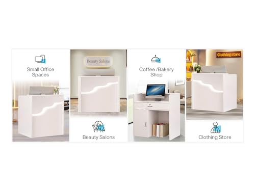 White Reception Desk with Drawers N785941