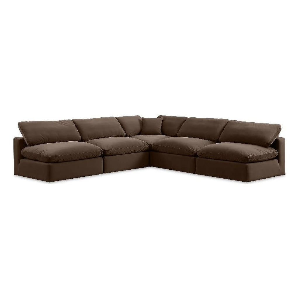 Brown Velvet Modular Sectional D837457