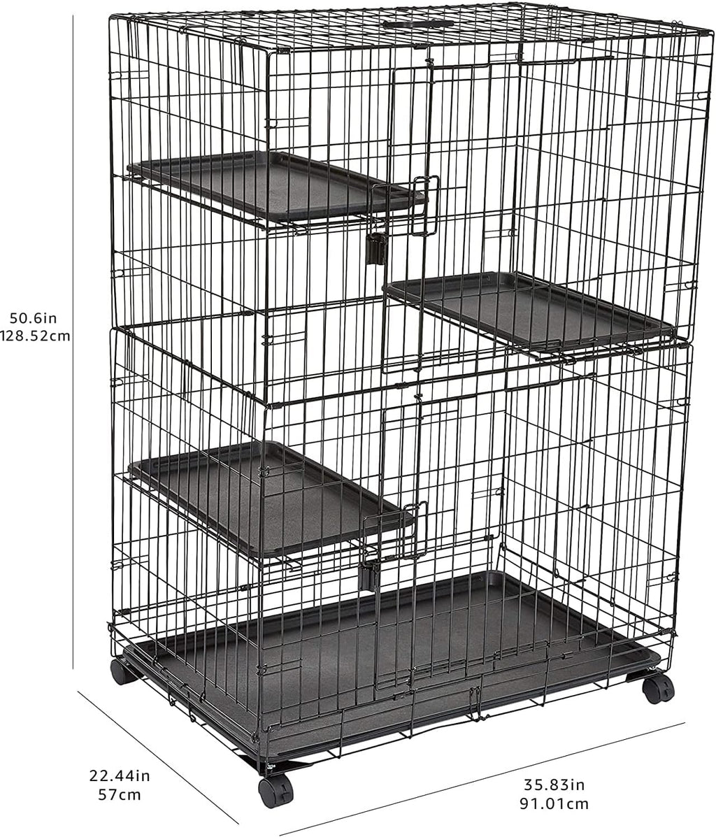 Large 3-Tier Cat Cage Playpen Crate Kennel, Black P70844