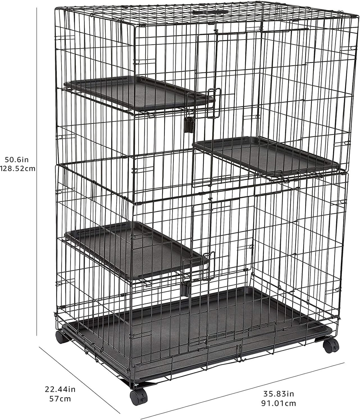 Large 3-Tier Cat Cage Playpen Crate Kennel, Black P70844