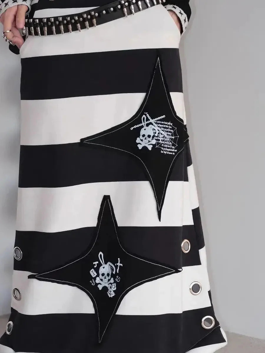 Black White Midi Skirt K995