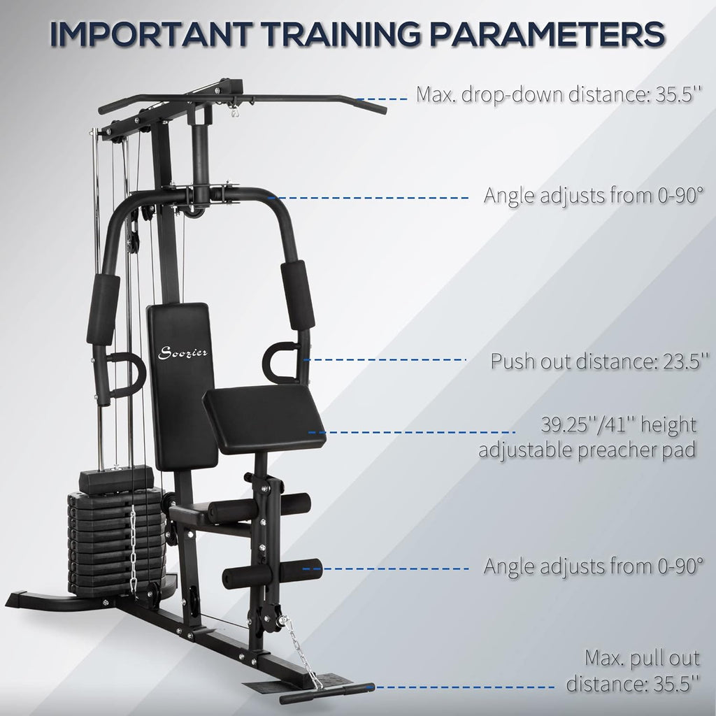 Multifunction Workout Station with 100Lbs Weight Stack B472819