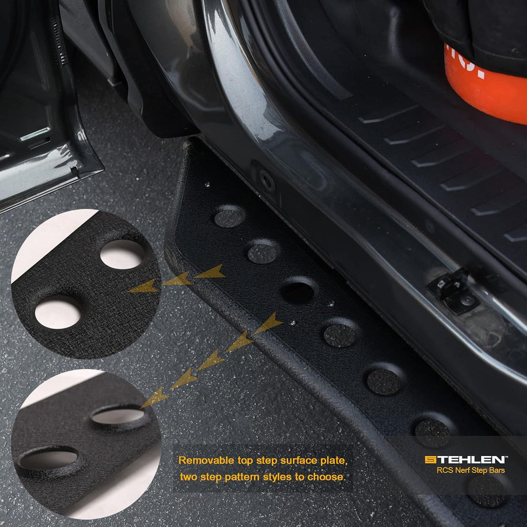Textured Black Rock Slider Side Step Rail Nerf Bars for Ram 1500 Crew Cab X502
