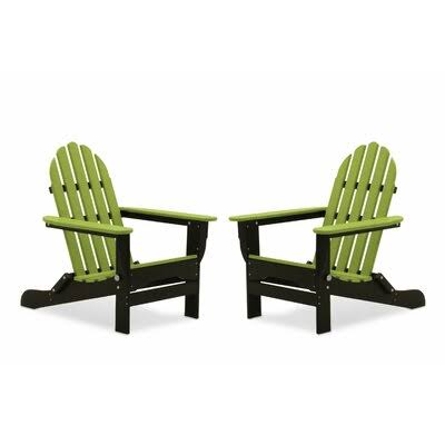 Black/Lime Green Plastic Folding Adirondack Chair W2769