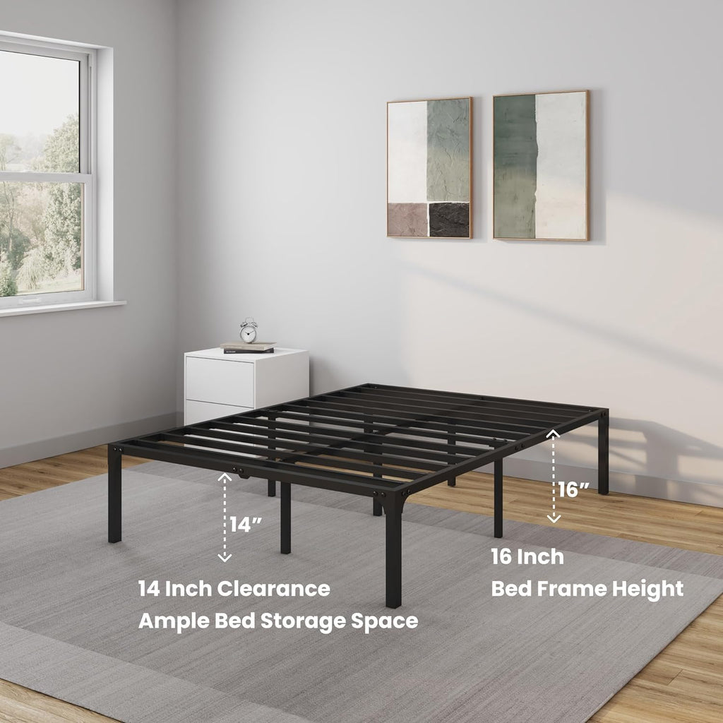 8 Inch Queen Size Bamboo Charcoal Memory Foam Mattress with Metal Platform I48156