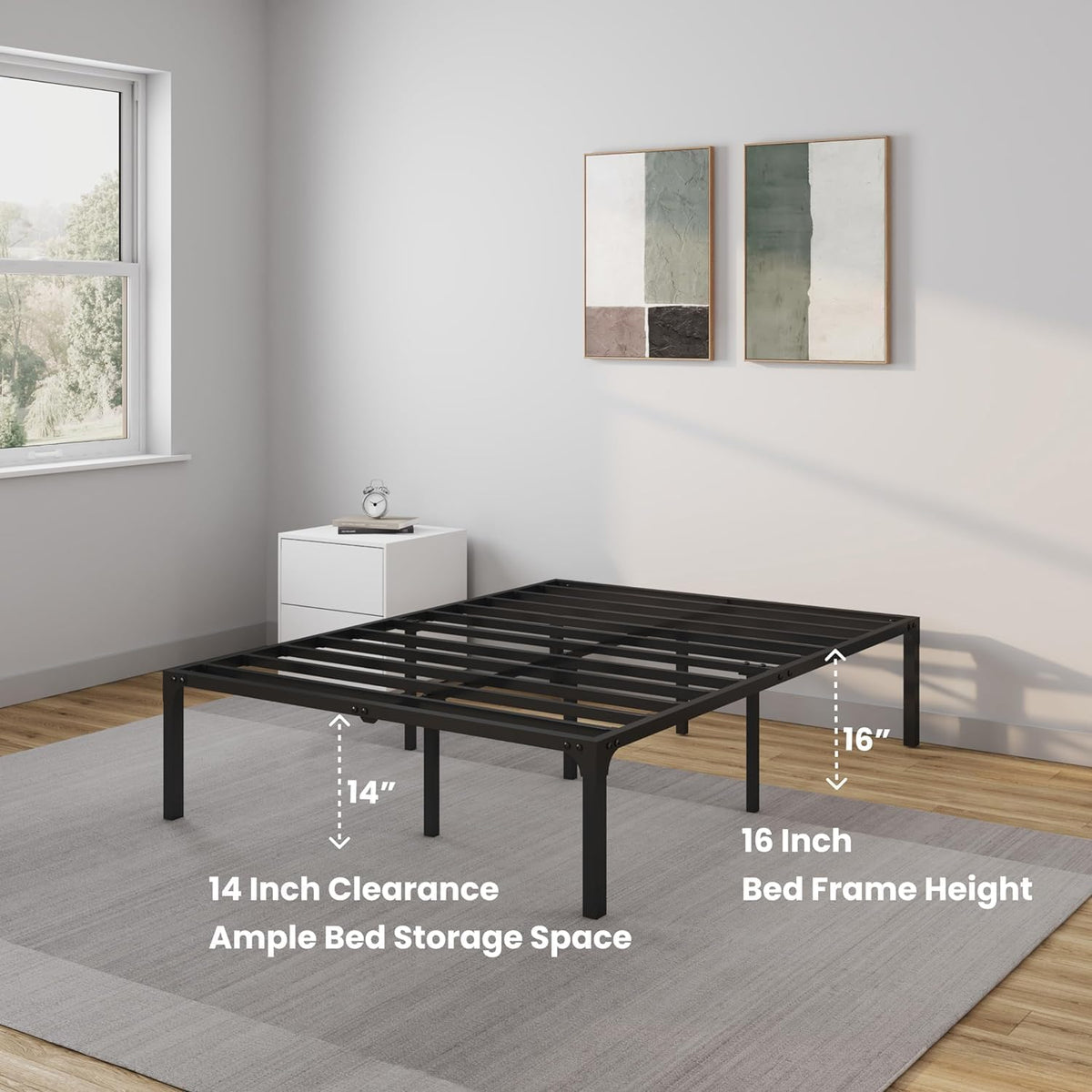 8 Inch Queen Size Bamboo Charcoal Memory Foam Mattress with Metal Platform I48156