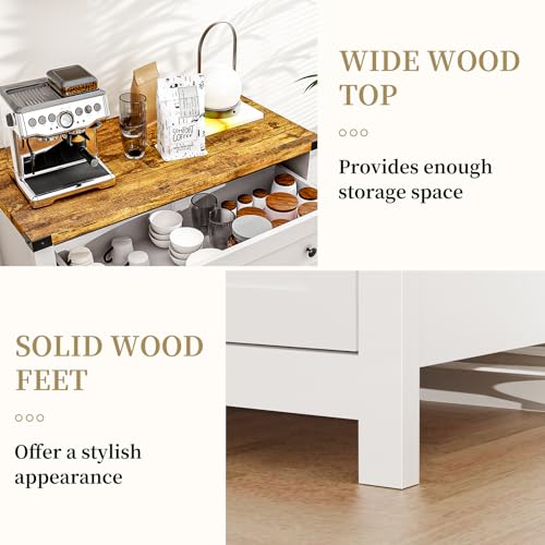 White Buffet Cabinet with Drawers G4439