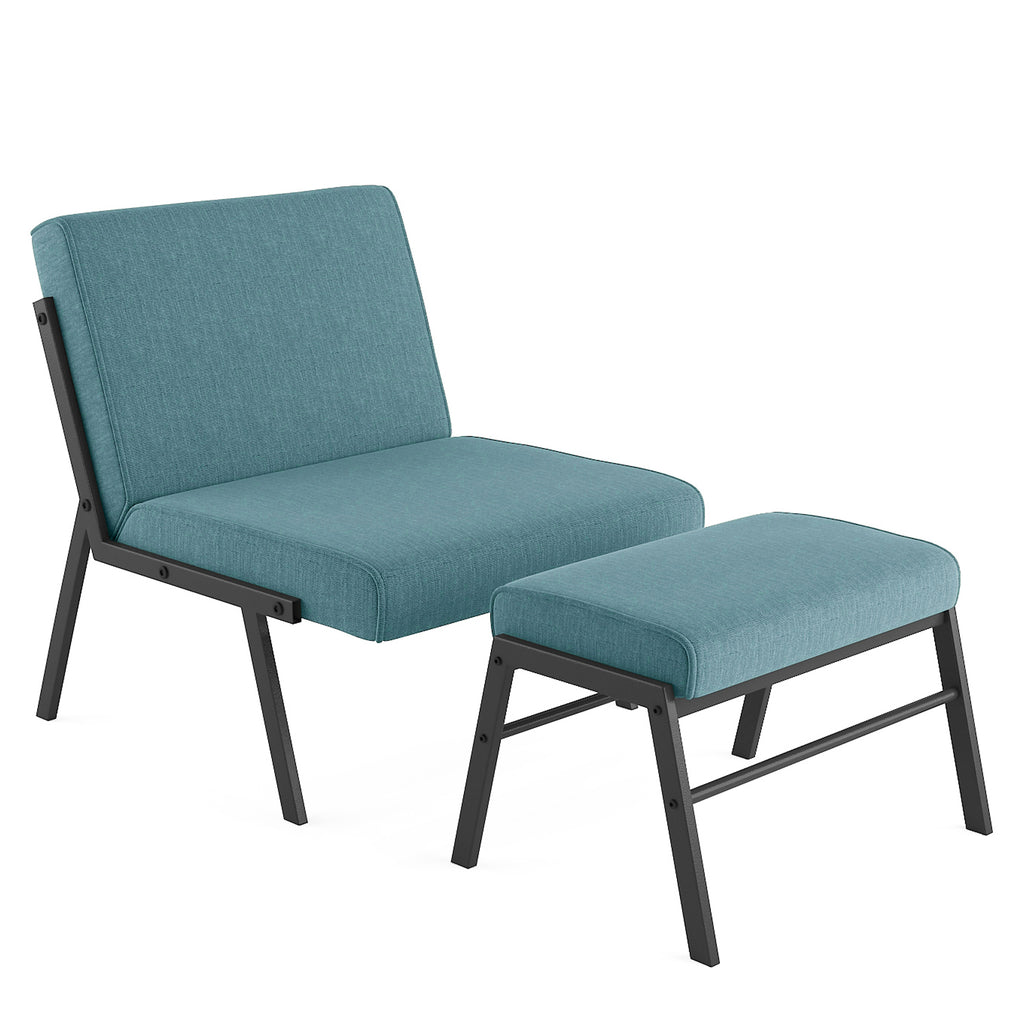 Green Linen Accent Chair with Ottoman M5059