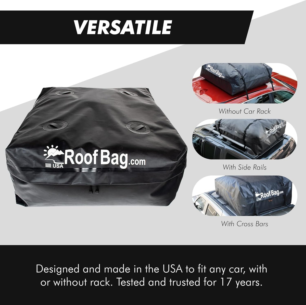 Waterproof Car Roof Bag 15 cu. ft. with Straps and Storage Bag S3338