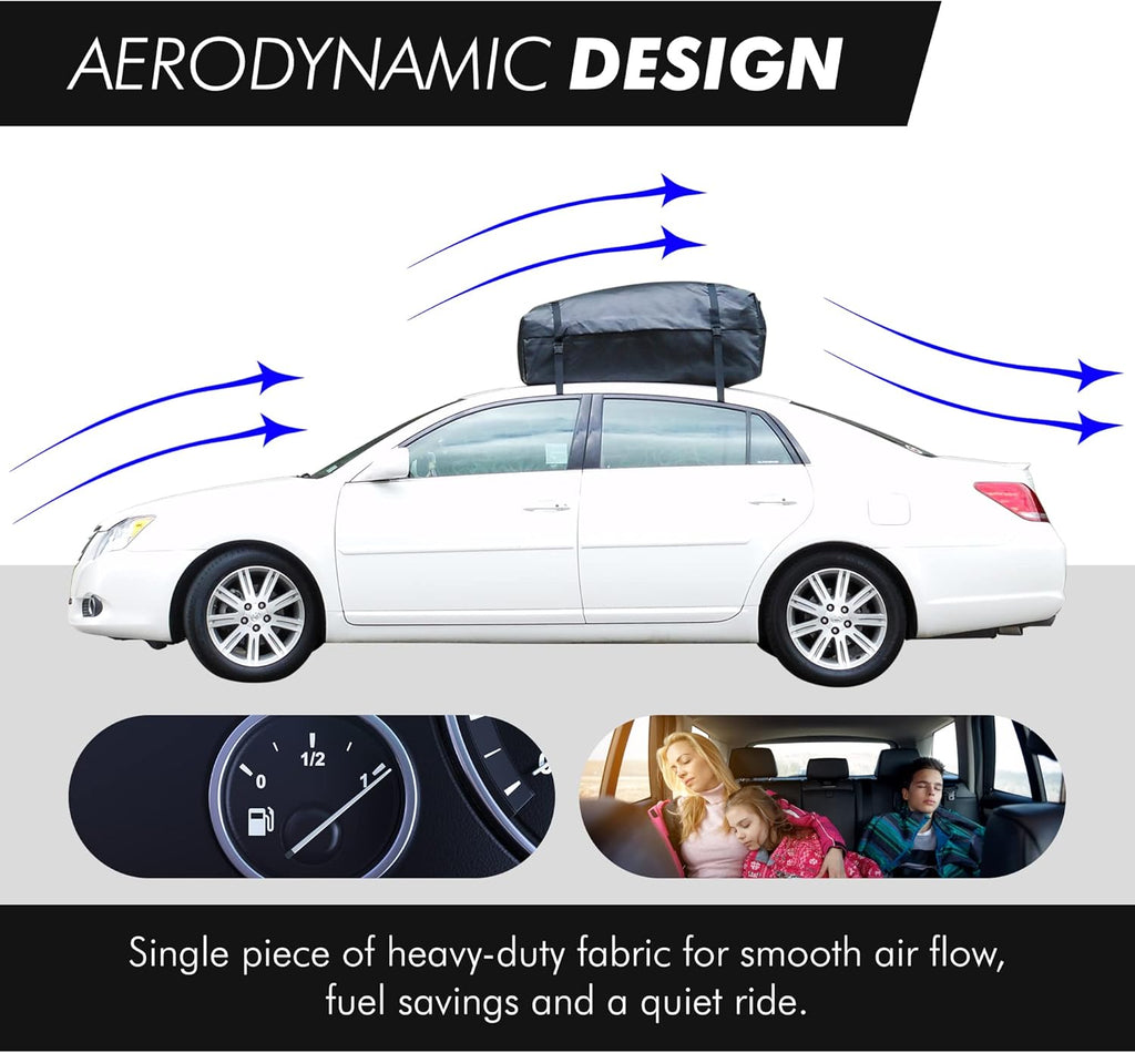 Waterproof Car Roof Bag 15 cu. ft. with Straps and Storage Bag S3338