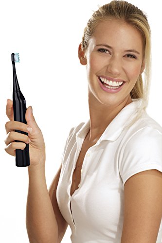 Black Sonic Rechargeable Toothbrush with UV Sanitizer and 12 Brush Heads A9743