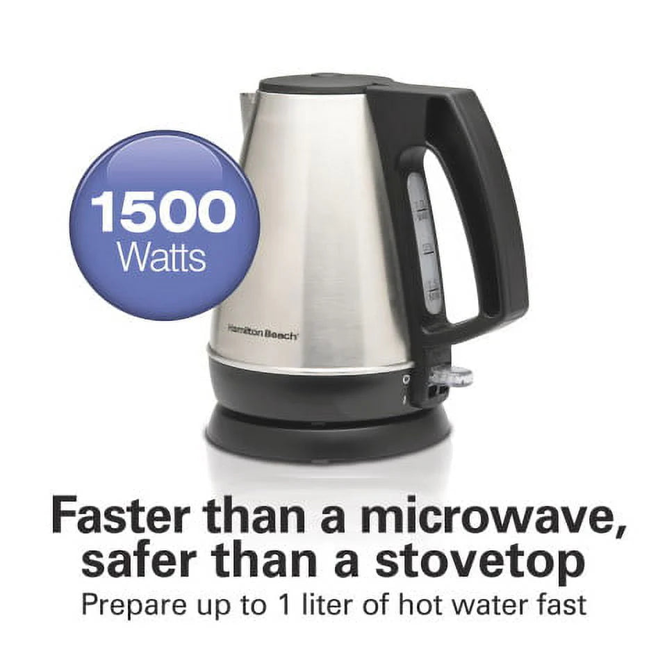 1 Liter Stainless Steel and Black Electric Kettle Y970