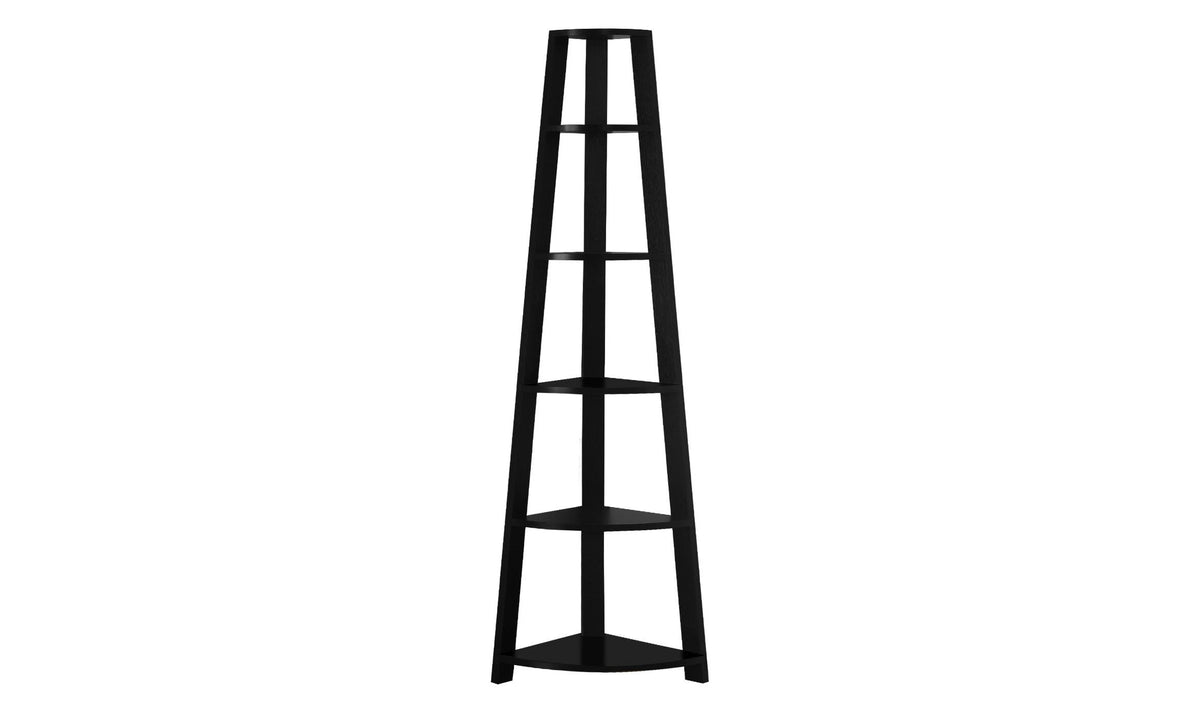 72 inch 5-Shelf Corner Bookcase Etagere, Black F973