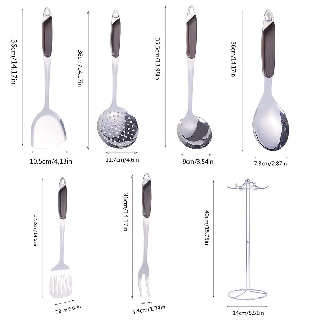 6 Pcs Stainless Steel Cooking Utensils Set with Holder I6226