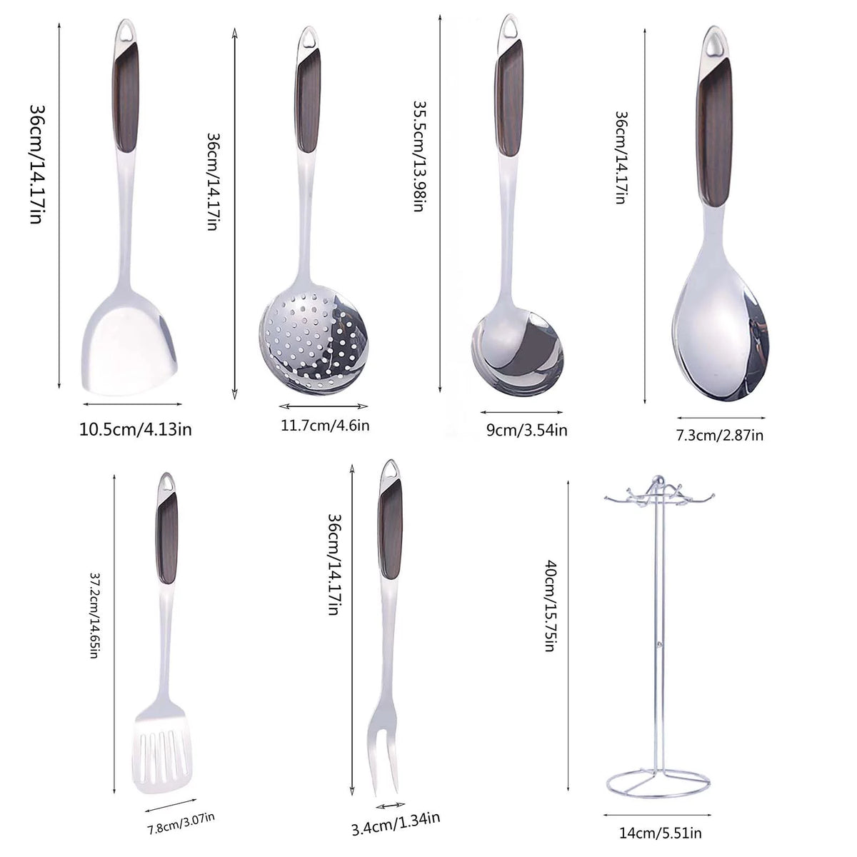 6 Pcs Stainless Steel Cooking Utensils Set with Holder I6226