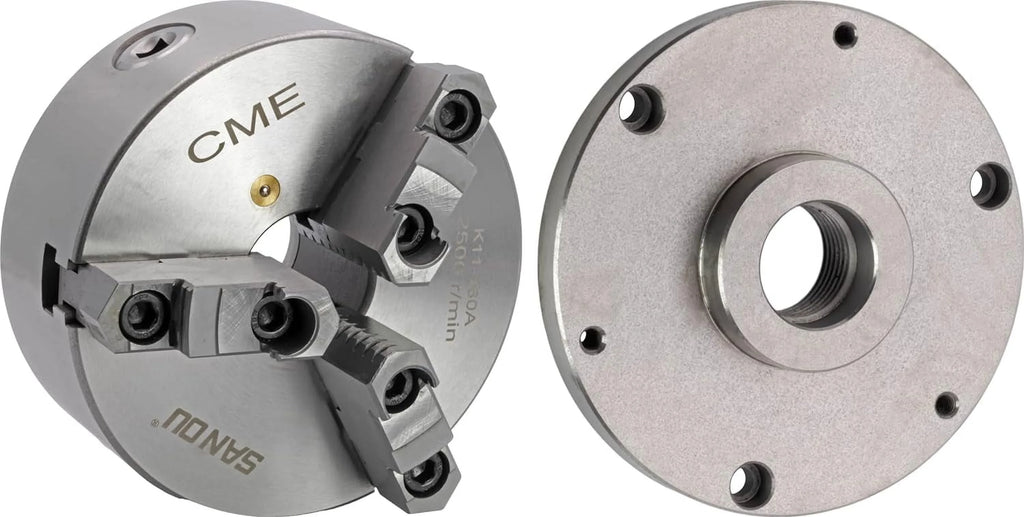 6" 3-Jaw Self-Centering Lathe Chuck with Backing Plate O7484