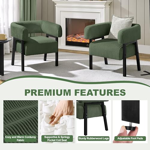 Beige Corduroy Accent Chair Set of 2 G576828