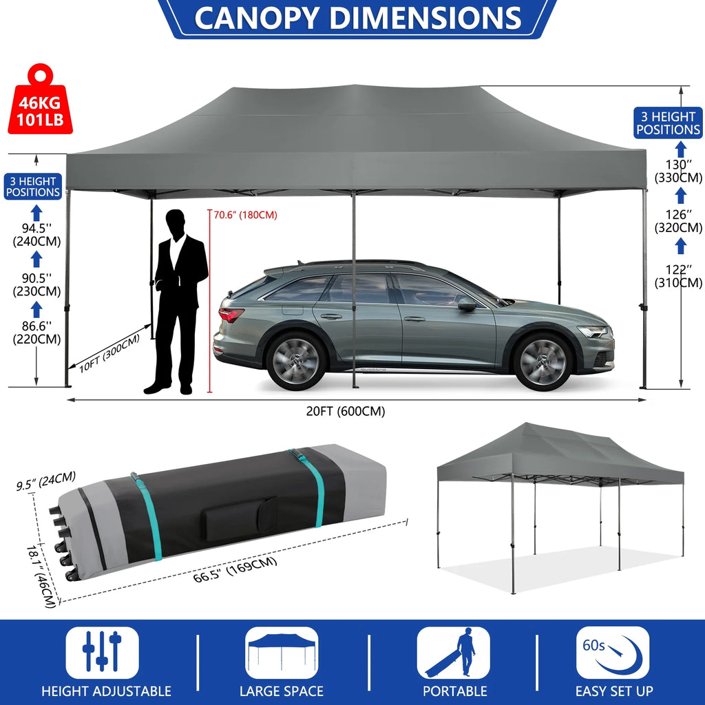 10x20 Heavy Duty Waterproof Canopy with Roller Bag J516