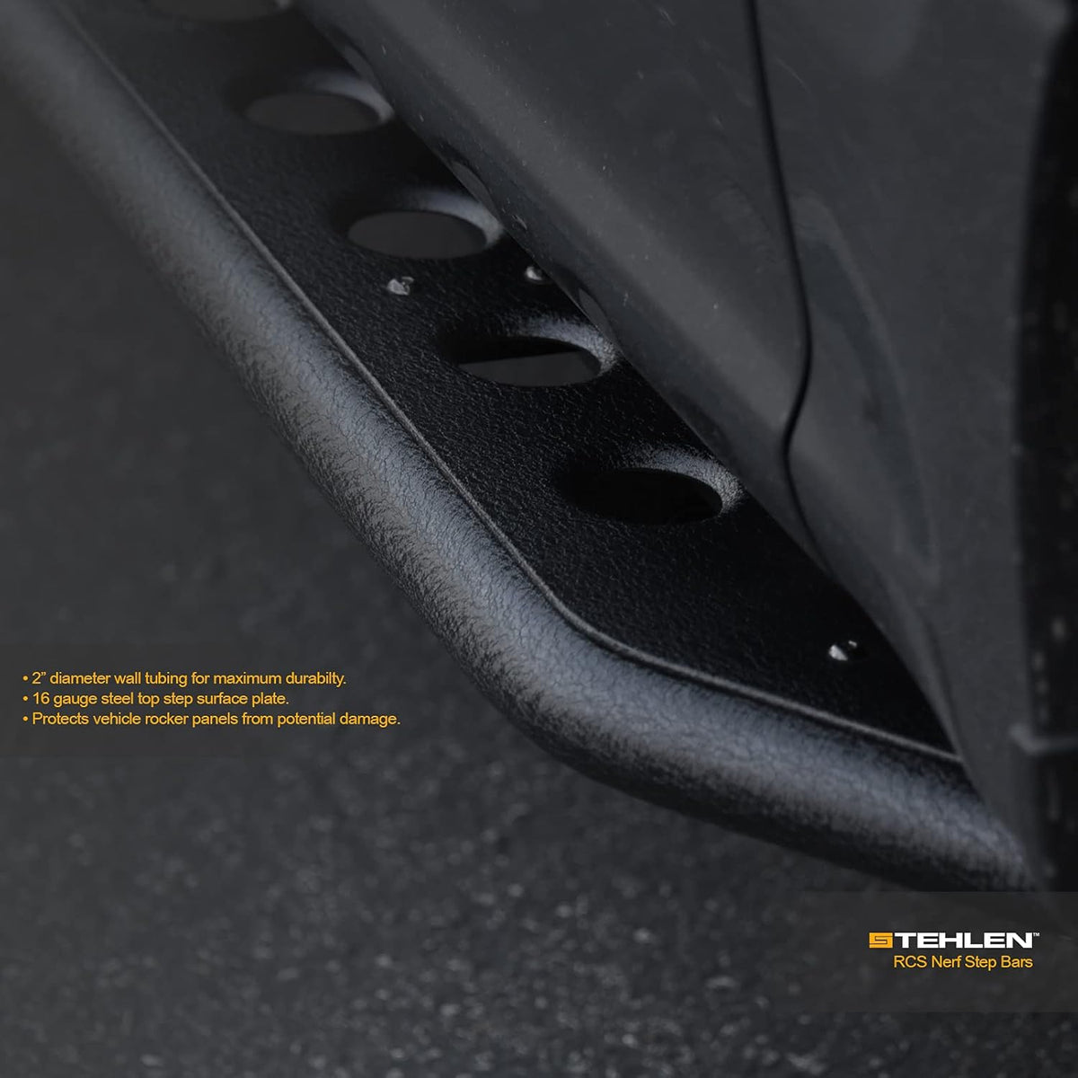 Textured Black Rock Slider Side Step Rail Nerf Bars for Ram 1500 Crew Cab X502
