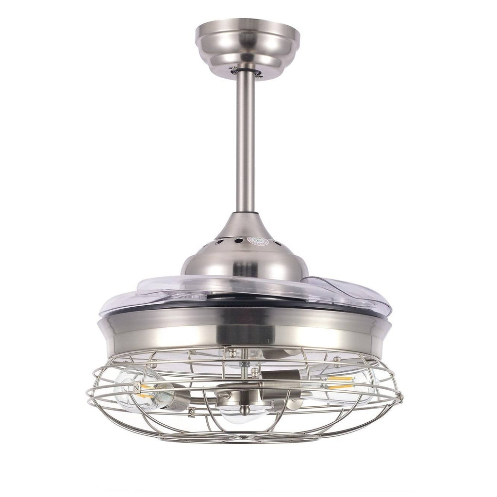 Black Retractable Ceiling Fan with Cage W2197
