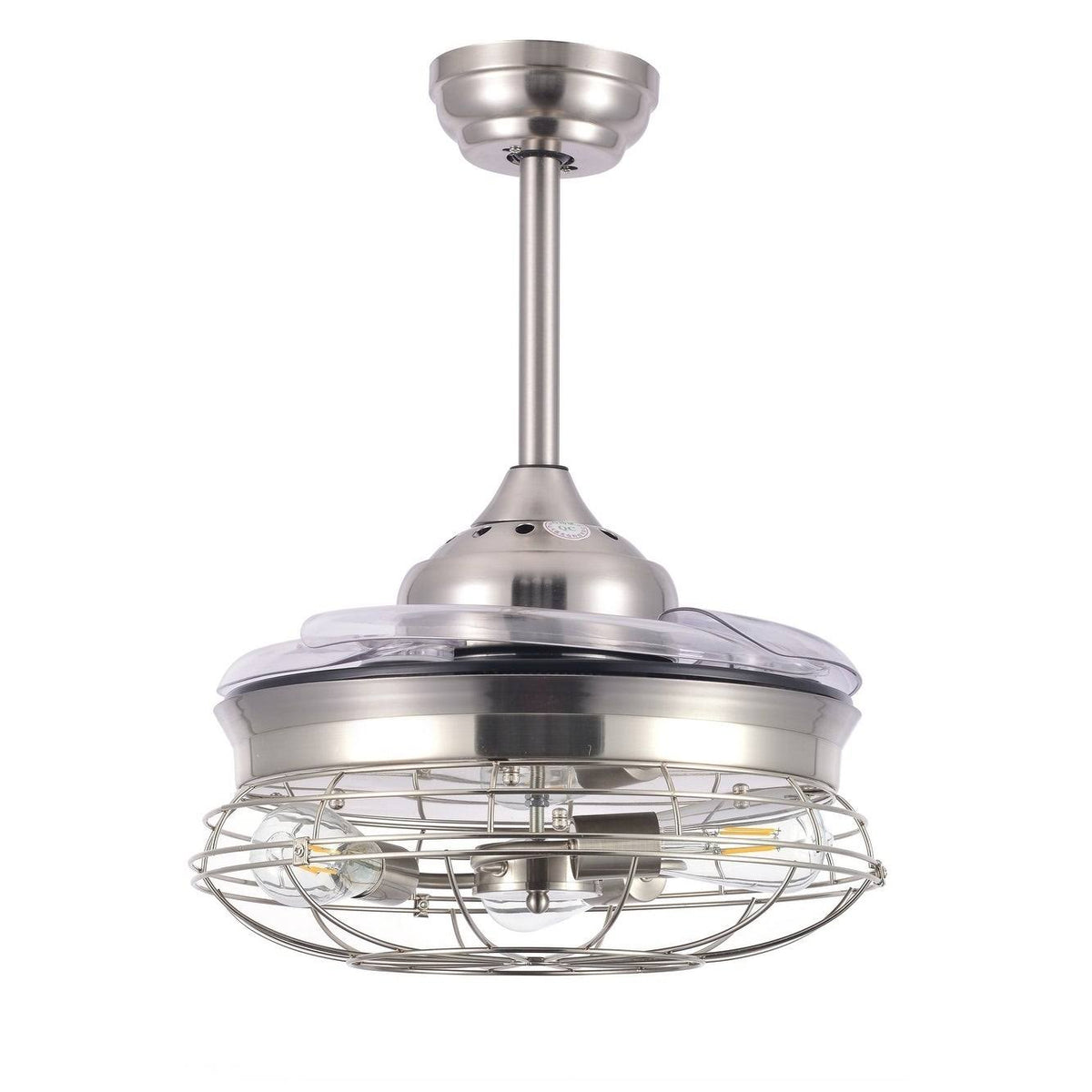 Black Retractable Ceiling Fan with Cage W2197