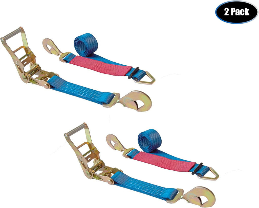 8' Tie Down Ratchet Axle Strap with Snap Hooks Yellow 10-Pack P215