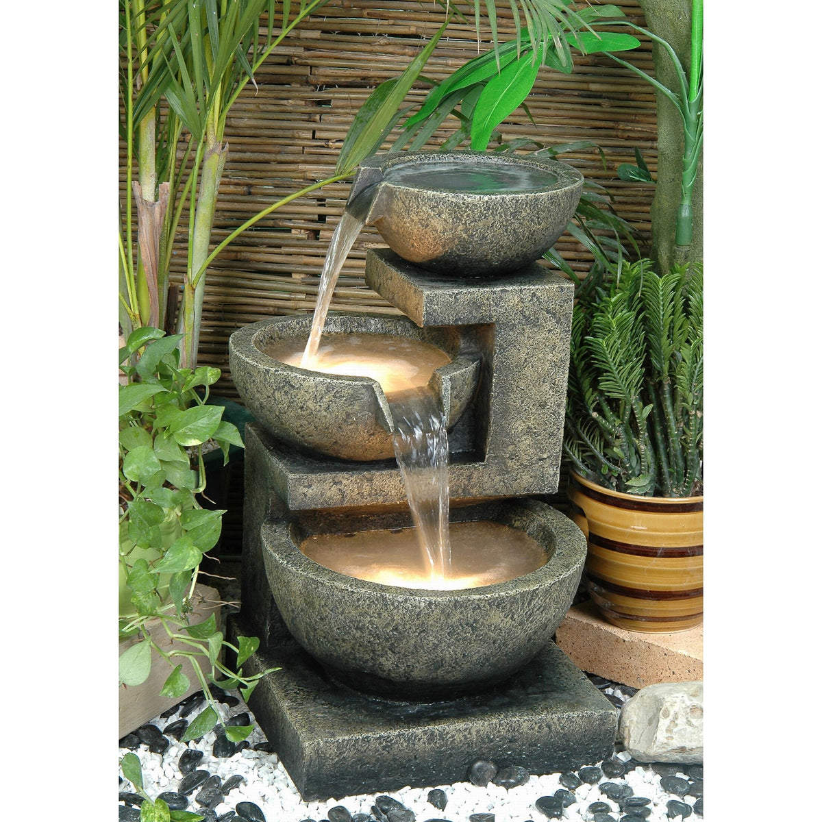 3 Bowl Fountain with 2 Warm White LEDs G57207