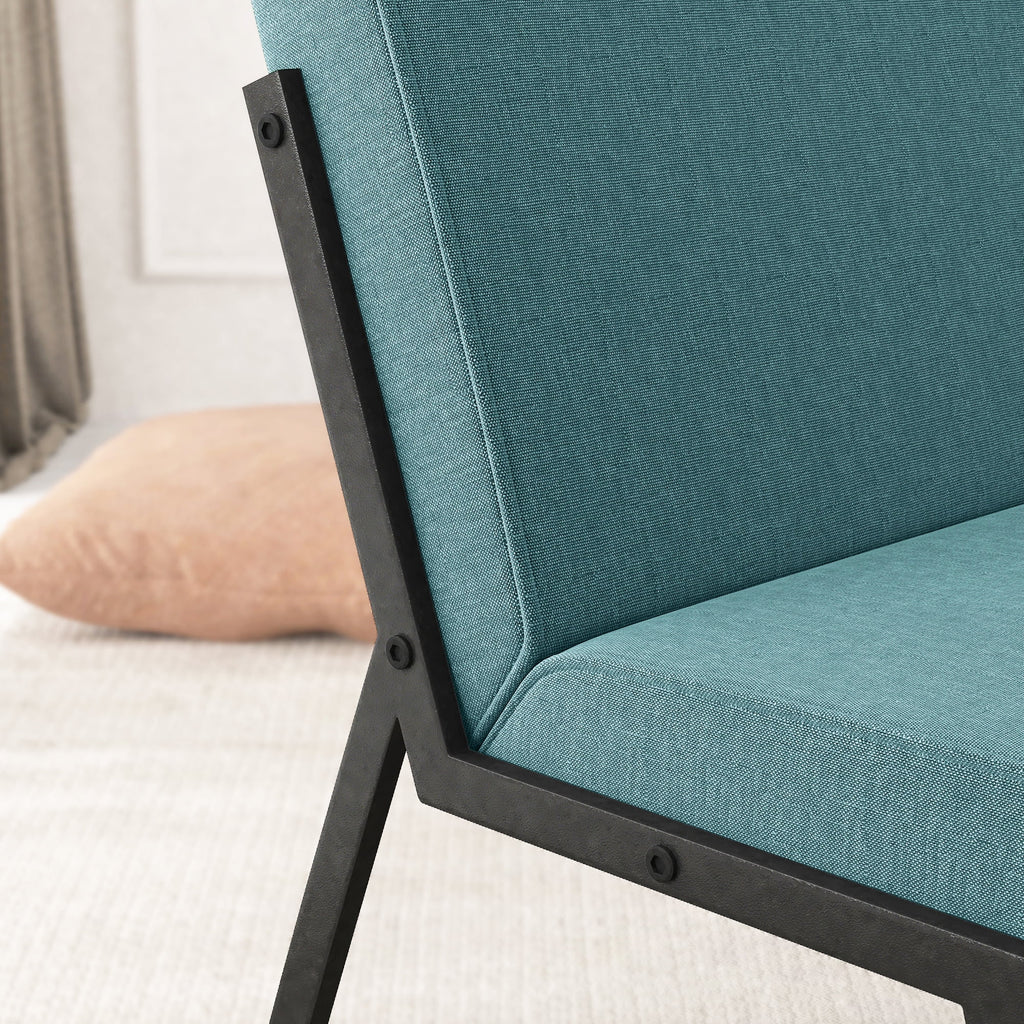 Green Linen Accent Chair with Ottoman M5059