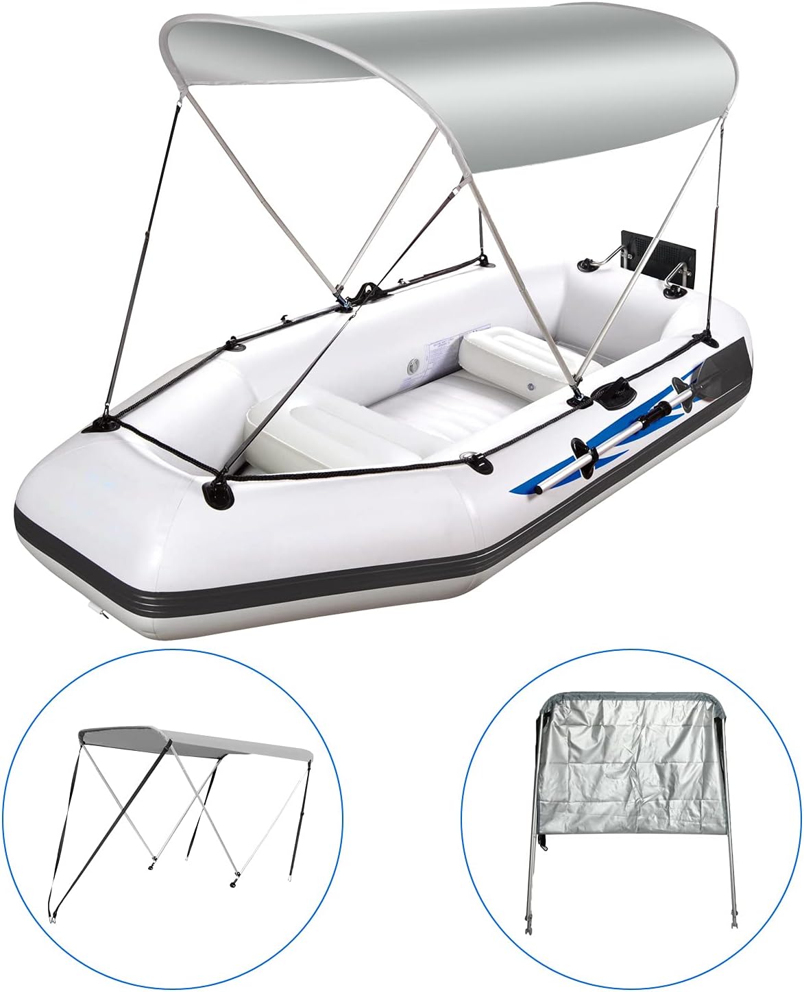 2 Bow Bimini Top Boat Cover with Aluminum Support Poles V718