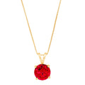 18K Yellow Gold Simulated Ruby Pendant with 16" Chain J729