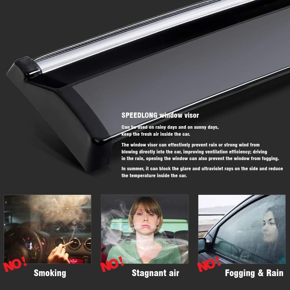 Car Window Visor Vent Shade Deflector Sun Rain Fog Guards N778337