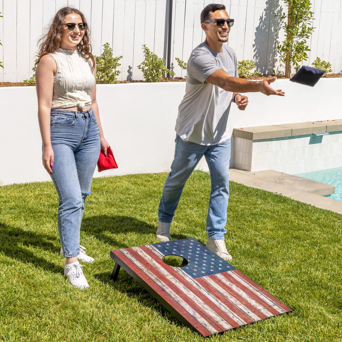 American Flag Cornhole Set with 8 Bean Bags C37765
