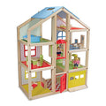 Wooden Dollhouse with 15 pcs Furniture V93855