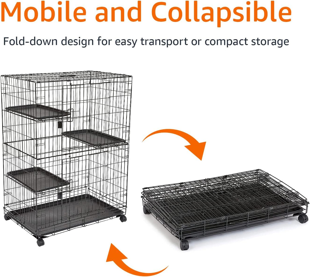 Large 3-Tier Cat Cage Playpen Crate Kennel, Black P70844
