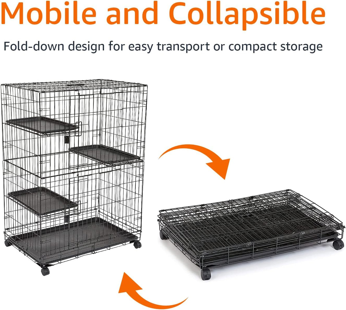 Large 3-Tier Cat Cage Playpen Crate Kennel, Black P70844