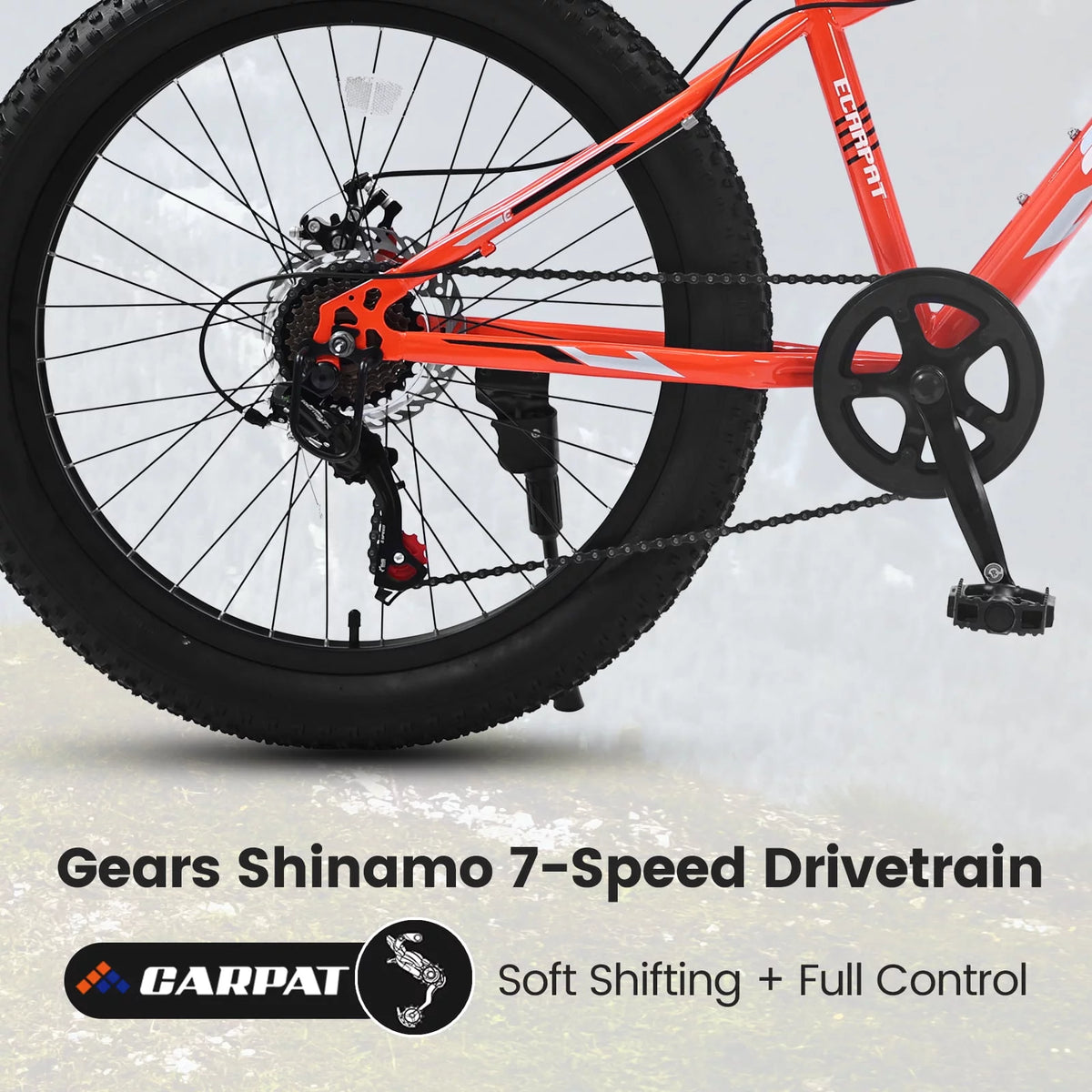 24 Inch Fat Tire Bike 7 Speeds Dual Disc Brake High-Carbon Steel Frame W86094