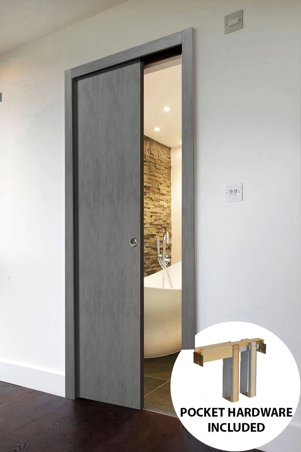 Sliding French Pocket Door 36 x 80 inches Solid Wood Interior Door M996