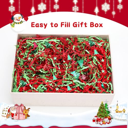 Red Green Crinkle Cut Paper Shred Filler E356