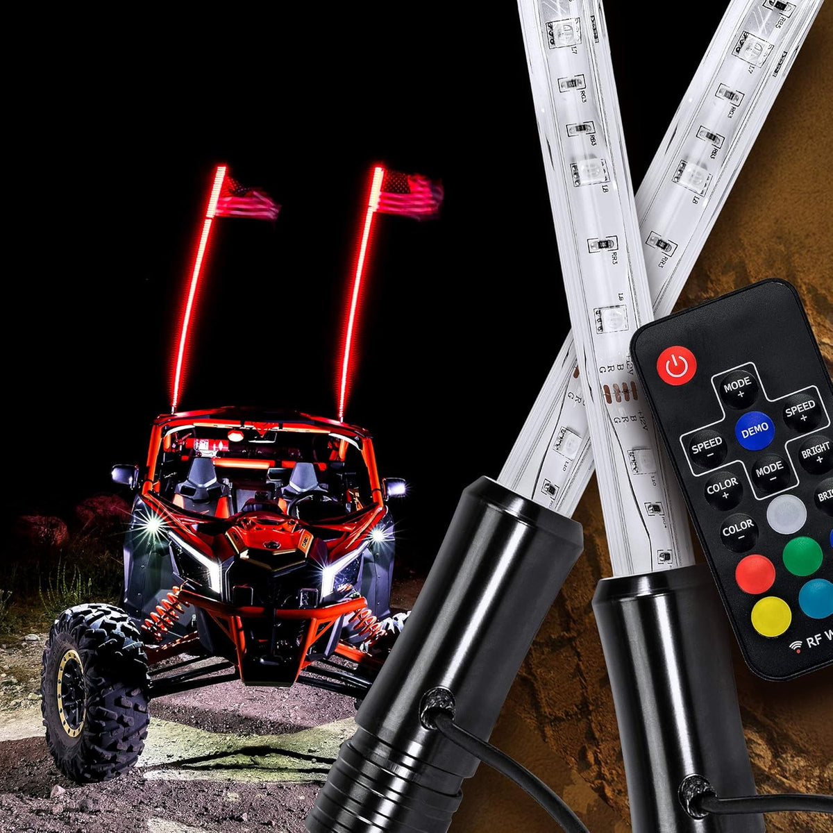 5ft LED Whip Light with RF Wireless Remote S982