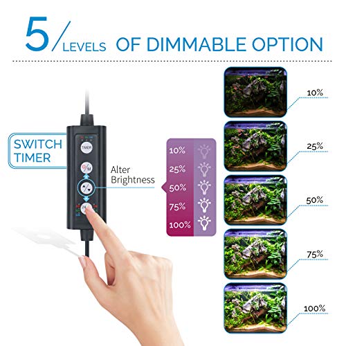 Advanced LED Aquarium Light with Timer, Full Spectrum Fish Tank Light for 24-30 in Planted Tank W201