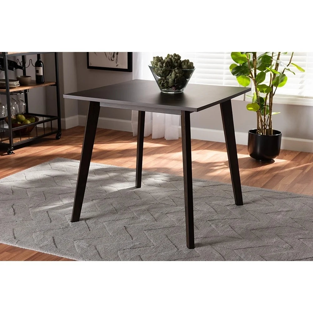Dark Oak Brown Square Wood Dining Table O486
