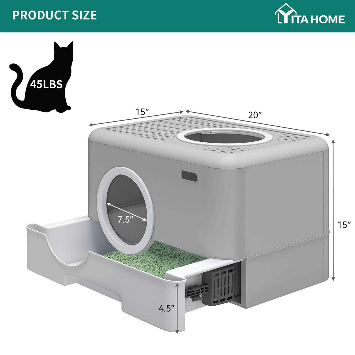Large Enclosed Cat Litter Box with Lid Cover P968
