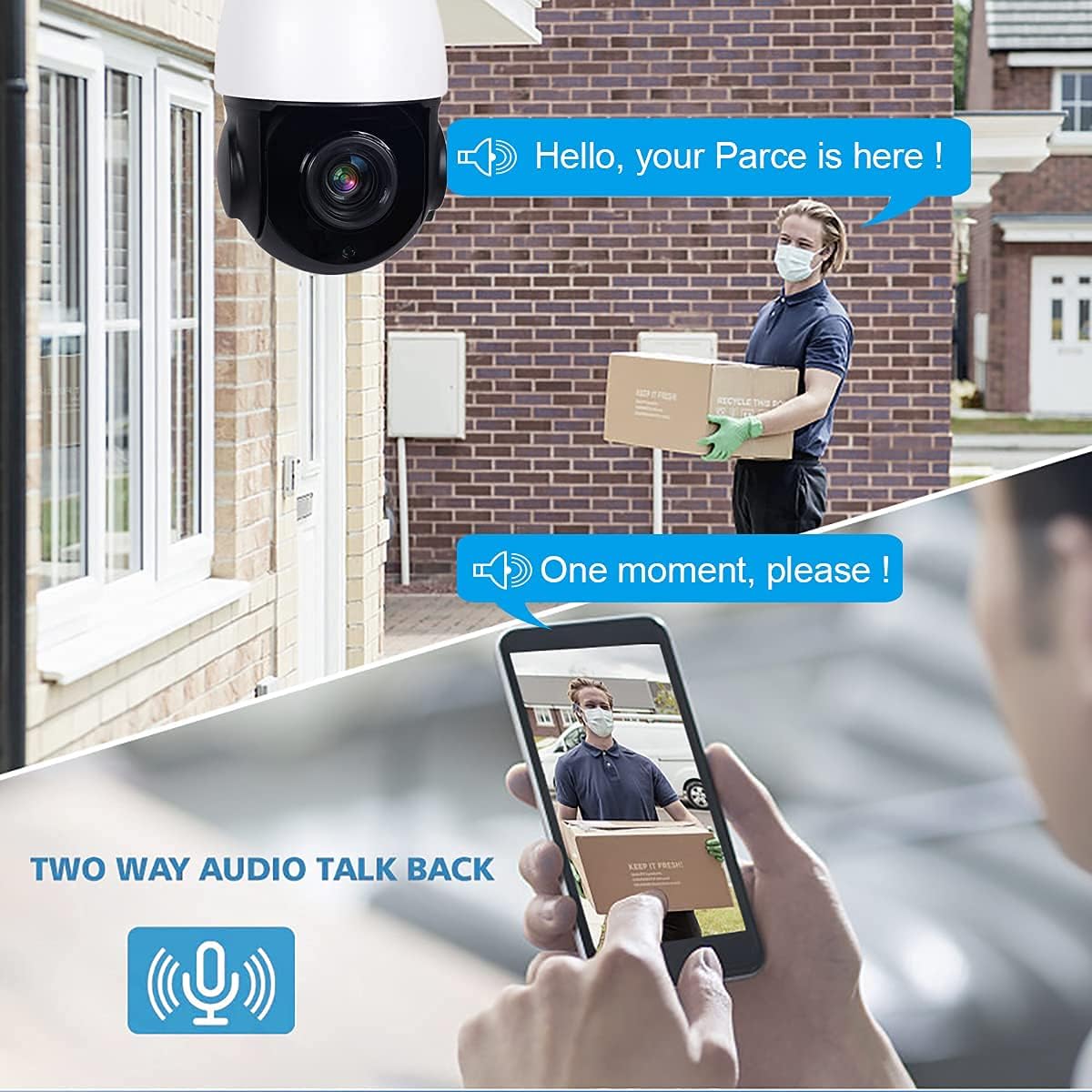 5MP PTZ PoE IP Security Camera with 20x Optical Zoom, 260ft IR Night Vision, IP66 Waterproof N837131