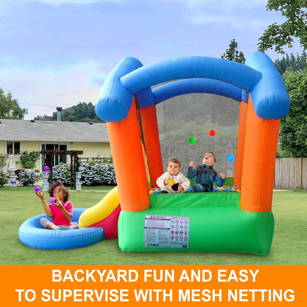 Inflatable Bounce House with Slide, 8.5' x 4.9' Play Area, 6.75' Tall F855661